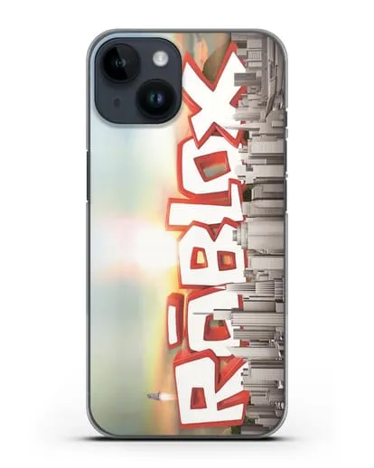 Чехол Roblox (Роблокс) - Город силиконовый для iPhone 14