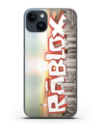 Чехол Roblox (Роблокс) - Город силиконовый для iPhone 14 Plus