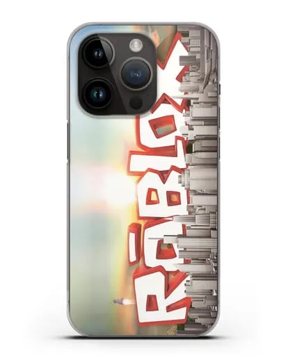 Чехол Roblox (Роблокс) - Город силиконовый для iPhone 14 Pro
