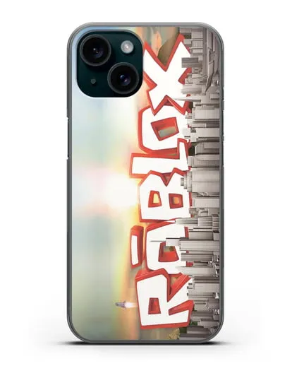 Чехол Roblox (Роблокс) - Город силиконовый для iPhone 15