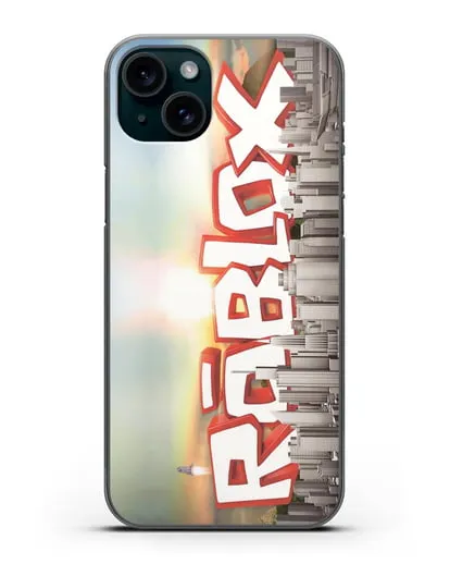 Чехол Roblox (Роблокс) - Город силиконовый для iPhone 15 Plus