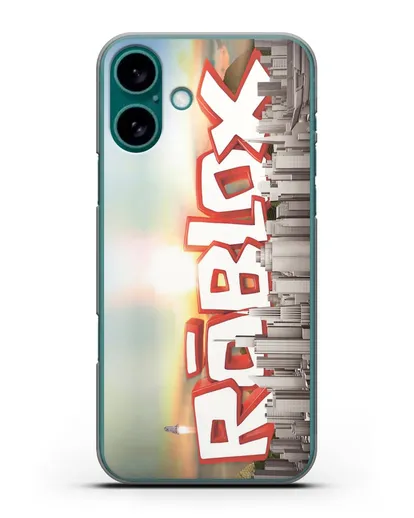 Чехол Roblox (Роблокс) - Город силиконовый для iPhone 16 Plus
