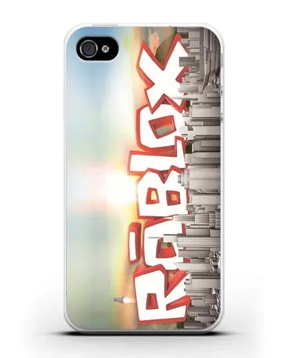 Чехол Roblox (Роблокс) - Город силиконовый для iPhone 4/4s