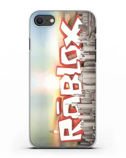 Чехол Roblox (Роблокс) - Город силиконовый для iPhone SE 2020