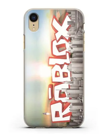 Чехол Roblox (Роблокс) - Город силиконовый для iPhone XR