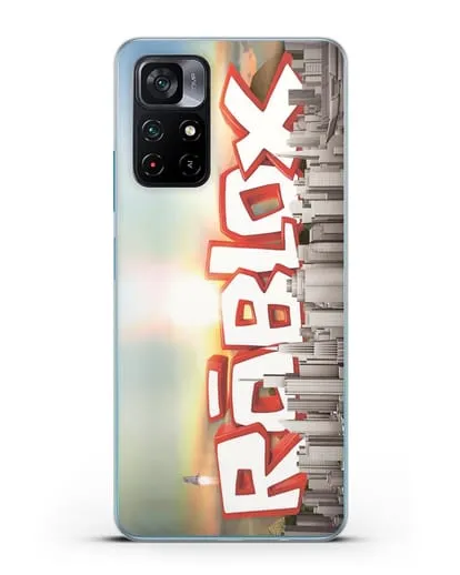 Чехол Roblox (Роблокс) - Город силиконовый для Xiaomi Poco M4 Pro 5G