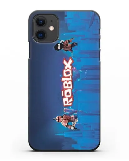 Чехол Roblox (Роблокс) - Синий город силиконовый для iPhone 11
