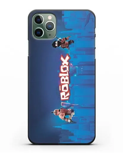 Чехол Roblox (Роблокс) - Синий город силиконовый для iPhone 11 Pro