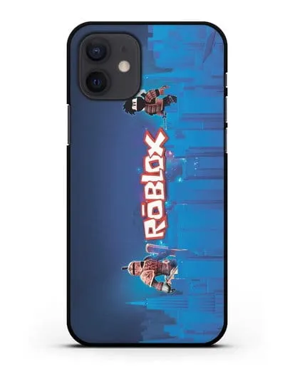 Чехол Roblox (Роблокс) - Синий город силиконовый для iPhone 12