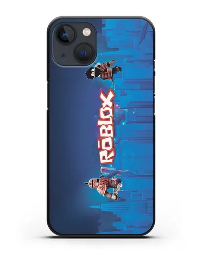 Чехол Roblox (Роблокс) - Синий город силиконовый для iPhone 13