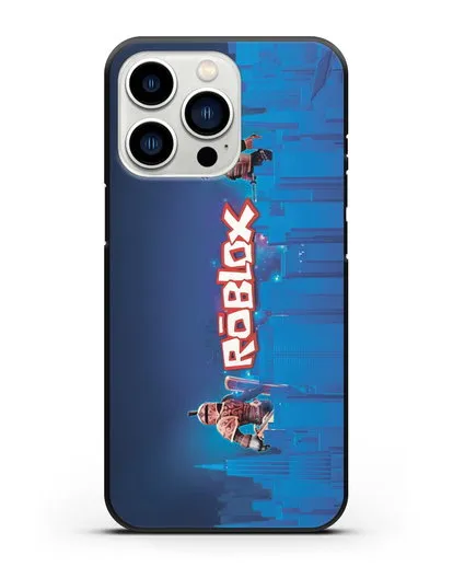 Чехол Roblox (Роблокс) - Синий город силиконовый для iPhone 13 Pro