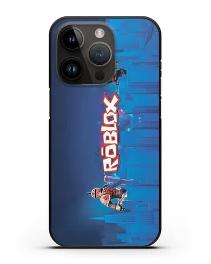 Чехол Roblox (Роблокс) - Синий город силиконовый для iPhone 14 Pro
