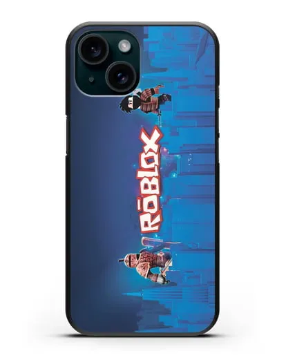 Чехол Roblox (Роблокс) - Синий город силиконовый для iPhone 15