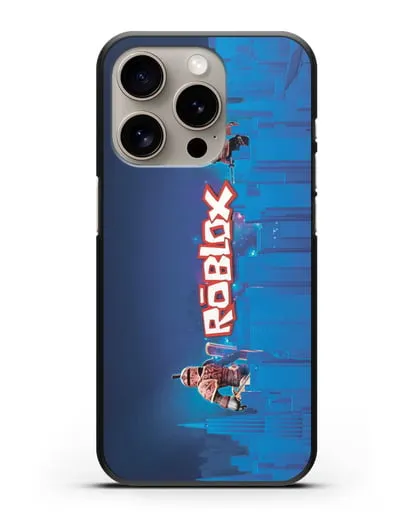 Чехол Roblox (Роблокс) - Синий город силиконовый для iPhone 15 Pro