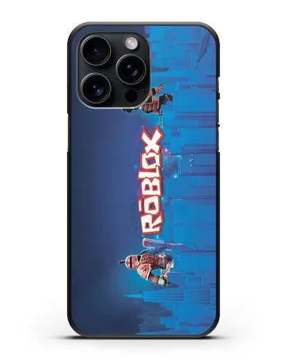 Чехол Roblox (Роблокс) - Синий город силиконовый для iPhone 15 Pro Max