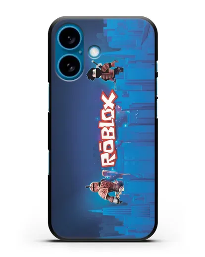 Чехол Roblox (Роблокс) - Синий город силиконовый для iPhone 16