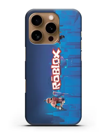 Чехол Roblox (Роблокс) - Синий город силиконовый для iPhone 16 Pro