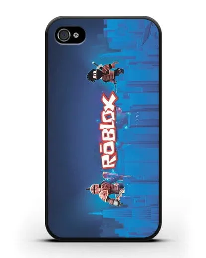 Чехол Roblox (Роблокс) - Синий город силиконовый для iPhone 4/4s