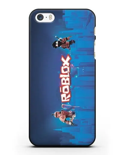 Чехол Roblox (Роблокс) - Синий город силиконовый для iPhone 5/5s/SE
