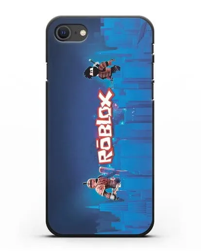 Чехол Roblox (Роблокс) - Синий город силиконовый для iPhone SE 2020