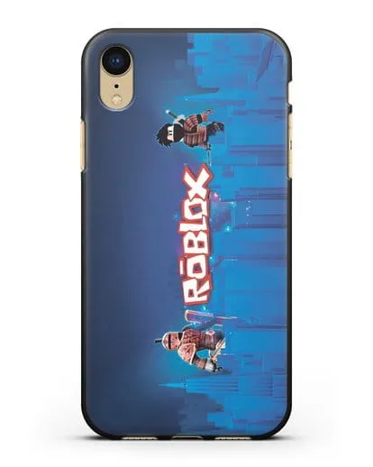 Чехол Roblox (Роблокс) - Синий город силиконовый для iPhone XR
