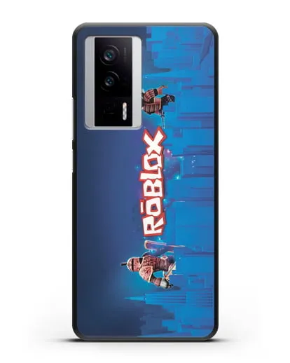 Чехол Roblox (Роблокс) - Синий город силиконовый для Xiaomi Poco F5 Pro