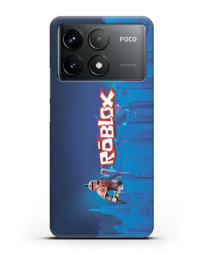 Чехол Roblox (Роблокс) - Синий город силиконовый для Xiaomi Poco F6 Pro