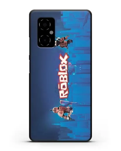 Чехол Roblox (Роблокс) - Синий город силиконовый для Xiaomi Poco M4 5G
