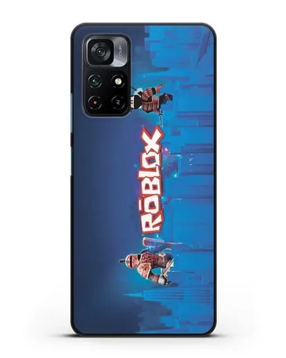 Чехол Roblox (Роблокс) - Синий город силиконовый для Xiaomi Poco M4 Pro 5G