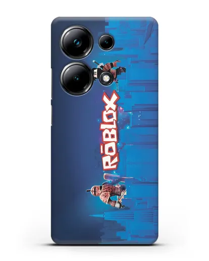 Чехол Roblox (Роблокс) - Синий город силиконовый для Xiaomi Poco M6 Pro