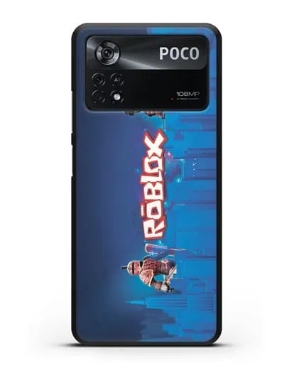 Чехол Roblox (Роблокс) - Синий город силиконовый для Xiaomi Poco X4 Pro