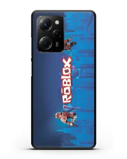 Чехол Roblox (Роблокс) - Синий город силиконовый для Xiaomi Poco X5 Pro