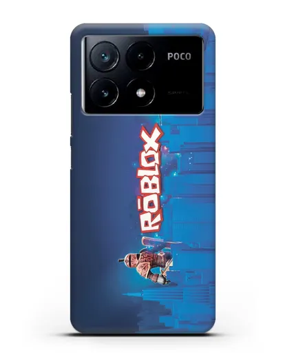 Чехол Roblox (Роблокс) - Синий город силиконовый для Xiaomi Poco X6 Pro