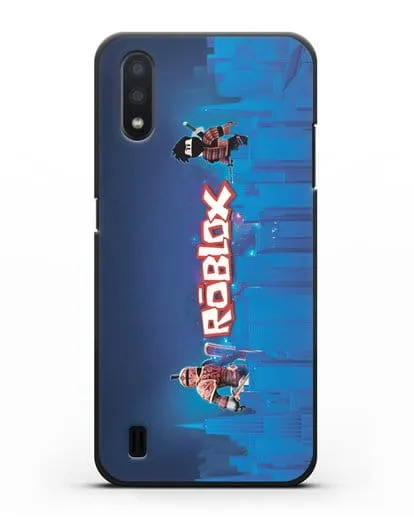Чехол Roblox (Роблокс) - Синий город силиконовый для Samsung Galaxy A01 [SM-A015F]