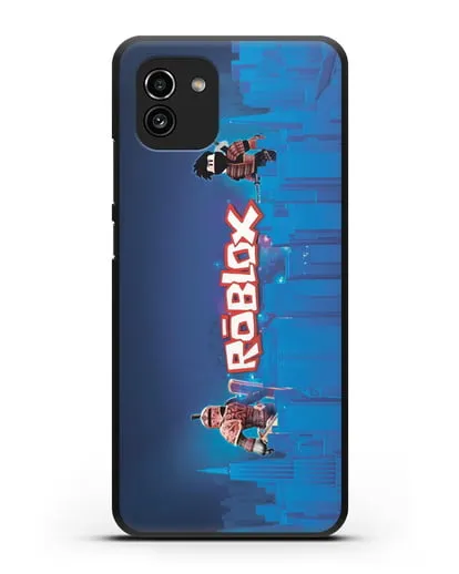 Чехол Roblox (Роблокс) - Синий город силиконовый для Samsung Galaxy A03 [SM-A035]