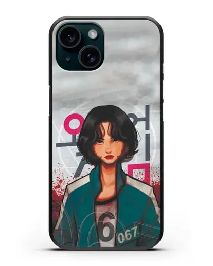 Чехол Игра в кальмара - Игрок 67 силиконовый для iPhone 15