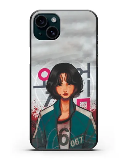 Чехол Игра в кальмара - Игрок 67 силиконовый для iPhone 15 Plus