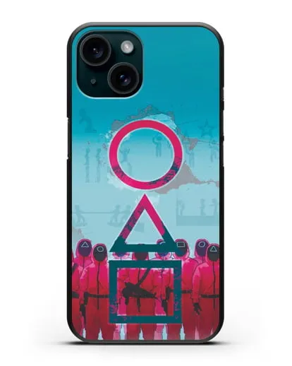 Чехол Игра в кальмара - Кальмар силиконовый для iPhone 15