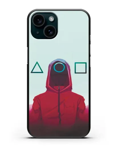 Чехол Игра в кальмара - Солдат круг силиконовый для iPhone 15