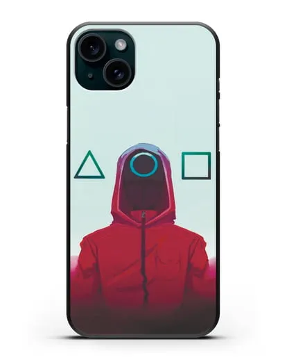 Чехол Игра в кальмара - Солдат круг силиконовый для iPhone 15 Plus