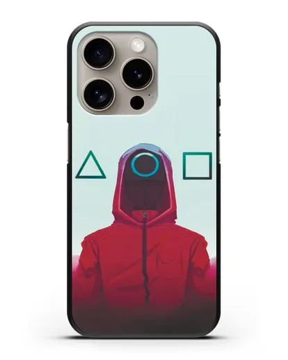 Чехол Игра в кальмара - Солдат круг силиконовый для iPhone 15 Pro