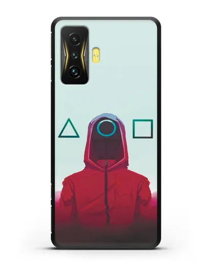 Чехол Игра в кальмара - Солдат круг силиконовый для Xiaomi Poco F4 GT