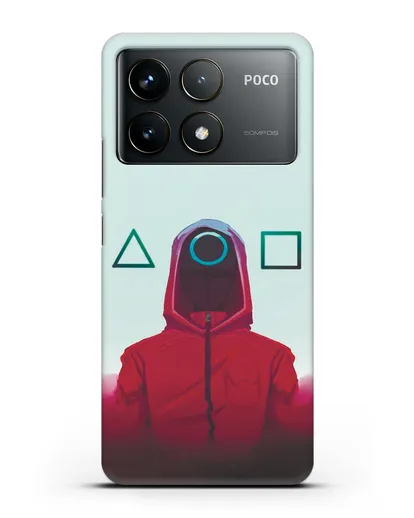 Чехол Игра в кальмара - Солдат круг силиконовый для Xiaomi Poco F6 Pro