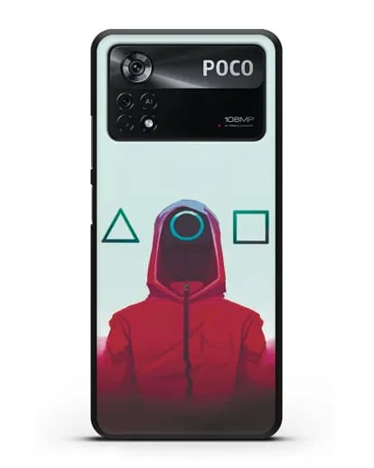 Чехол Игра в кальмара - Солдат круг силиконовый для Xiaomi Poco X4 Pro