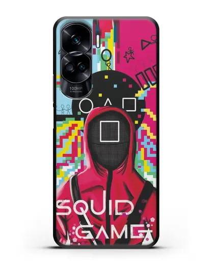 Чехол Игра в кальмара - Солдат квадрат силиконовый для Honor 90 Lite