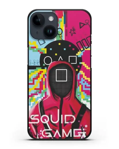 Чехол Игра в кальмара - Солдат квадрат силиконовый для iPhone 14