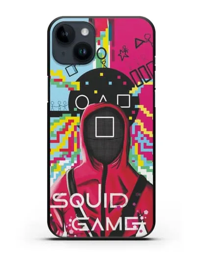 Чехол Игра в кальмара - Солдат квадрат силиконовый для iPhone 14 Plus