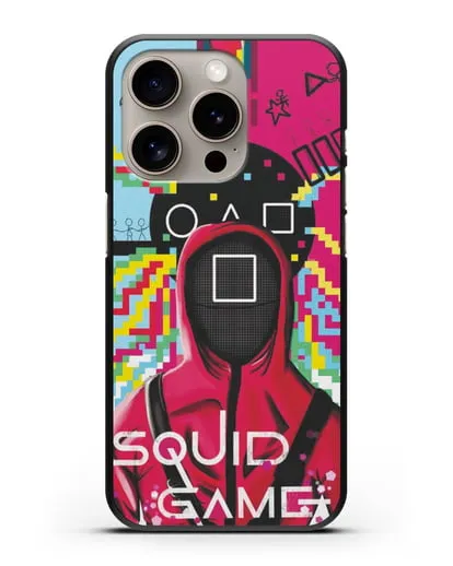 Чехол Игра в кальмара - Солдат квадрат силиконовый для iPhone 15 Pro