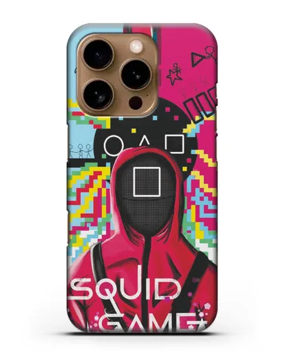 Чехол Игра в кальмара - Солдат квадрат силиконовый для iPhone 16 Pro