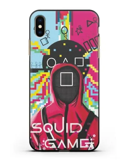 Чехол Игра в кальмара - Солдат квадрат силиконовый для iPhone XS Max